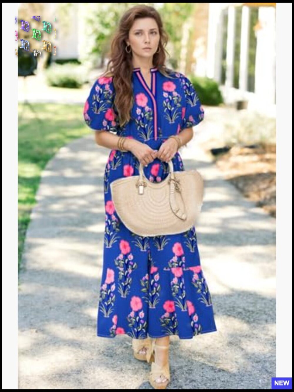 Puff Sleeve V Neck Maxi Dress Flowy High Waist Elegant Summer Casual Chic - Picture 3 of 5
